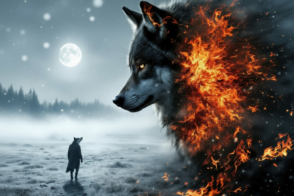 Double exposure giant wolf image Prompt + Comparison Across Models ...